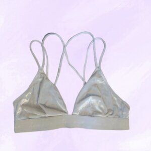 PINK Victoria's Secret velvet bralette strappy back love pink on bottom band M